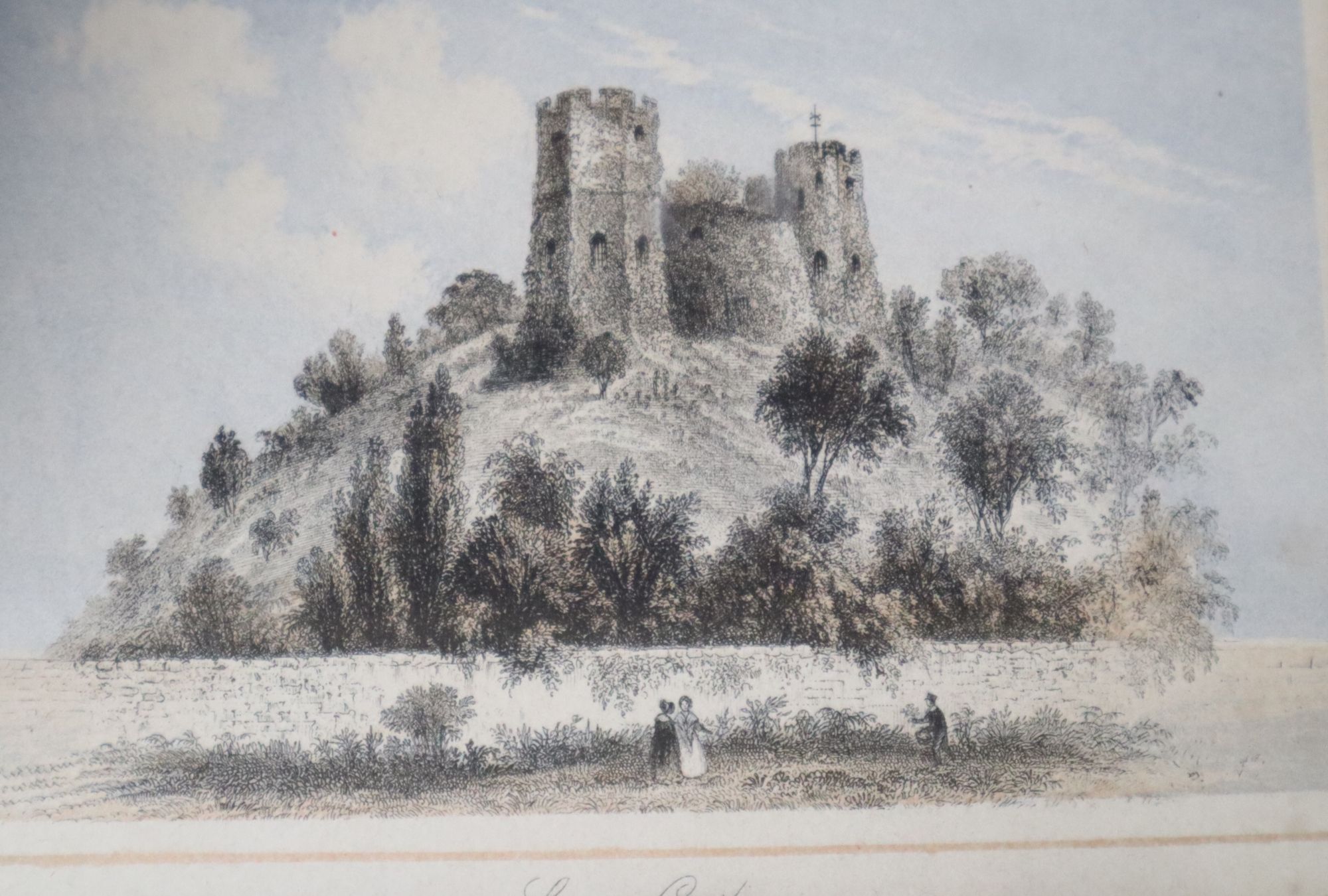 A collection of eleven assorted 19th century engravings and drawings, Views in and around Lewes, including Lamberts South View of Lewes